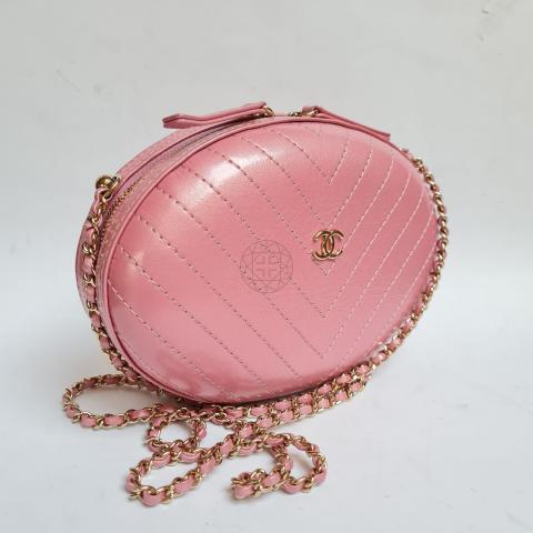 Sell Chanel Chevron Stitched Leather Box Evening Bag - Pink