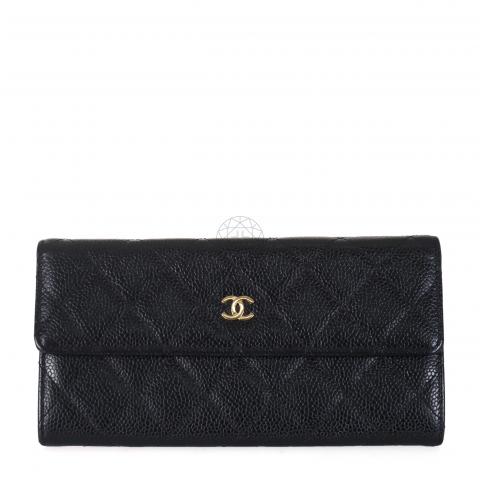 Sell Chanel Caviar Quilted Flap Long Wallet Black HuntStreet