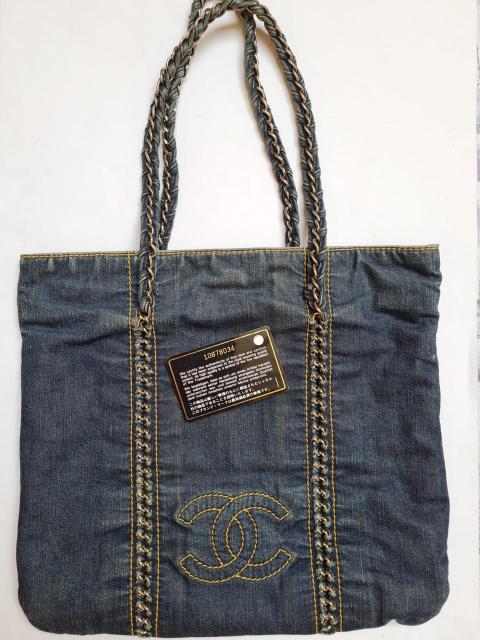 CHANEL 1996-1997 Supermodel Chain Jumbo Shoulder Bag Denim Indigo