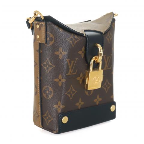 Louis Vuitton Bento Box Handbag Reverse Monogram Canvas EW Brown 69055284