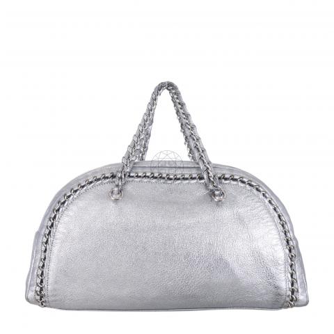 Chanel Bowling Bag (Ultra Rare) Metallic Chain Bowler 234207 Silver Python  Satchel, Chanel