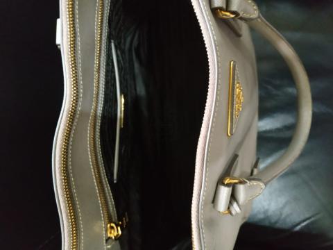 Prada Argilla Gray Saffiano Lux Leather Large Satchel Handbag