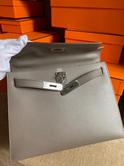 Hermes Gray Etain GHW Sellier Epsom Kelly 28 Handbag - MAISON de LUXE