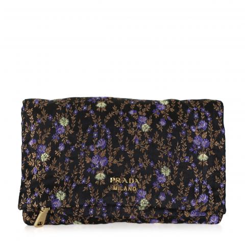 Sell Prada Busta Morbida Floral Printed Wallet - Black 