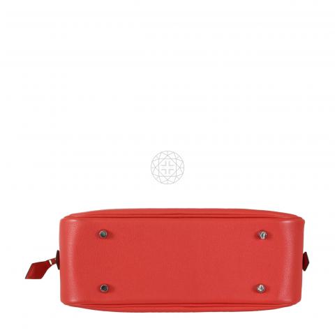 Hermès Plume 28 Rouge Vif Bright Red Ostrich with Gold Hardware