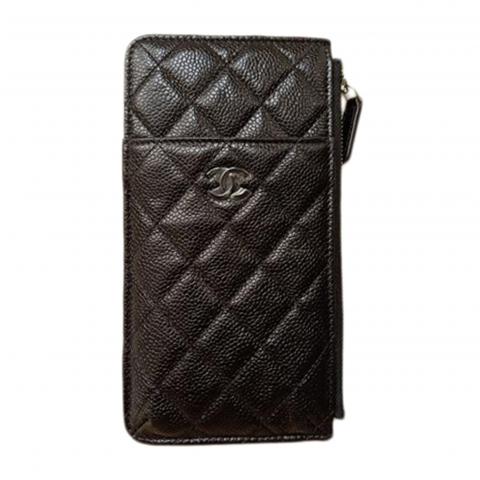 Chanel Key Pouch Interlocking CC Logo Wallet  Black Wallets Accessories   CHA606365  The RealReal