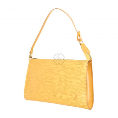 Louis Vuitton Yellow EPI Leather Neverfull Pochette Wristlet Pouch Bag 39LVL1125