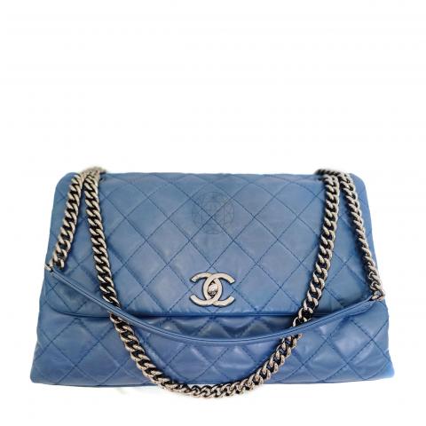 chanel quilted bag blue