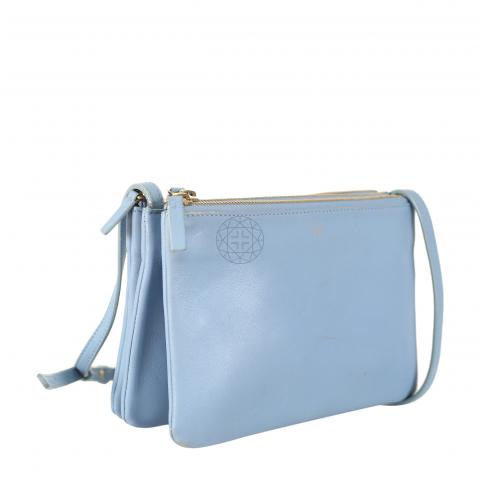 Celine Trio Crossbody Bag Leather Large Blue