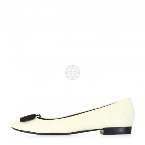 Sell Tory Burch Patent Gemini Link Bow Flats - Off-White 