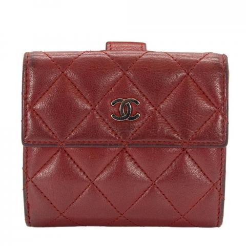 Sell Chanel Lambskin Compact Wallet - Red