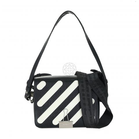 Sell Off-White Diagonal Print Binderclip Crossbody Bag Black