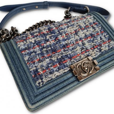 blue tweed chanel bag