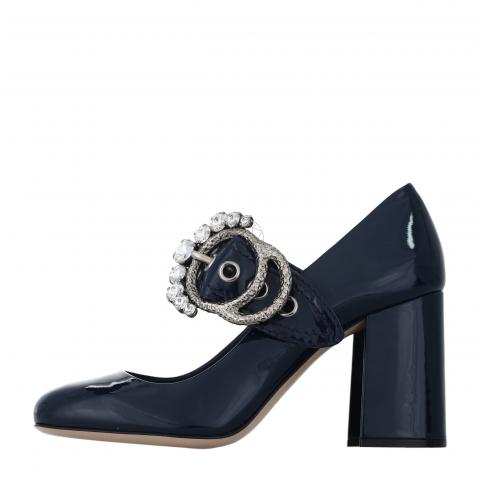 Sell Miu Miu Embellished Patent Mary Jane Pumps Dark Blue