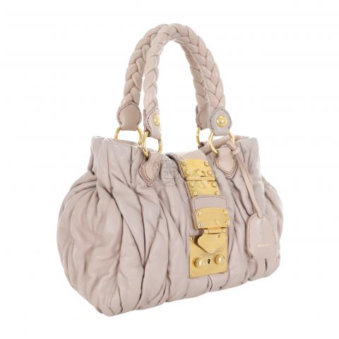 Miu Miu Matelassé Coffer Bag - Pink Handle Bags, Handbags