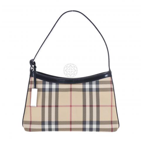 Burberry Beige/Brown Haymarket Check PVC and Leather Pochette Burberry