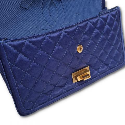CHANEL, Bags, Chanel Blue Satin Flap Bag