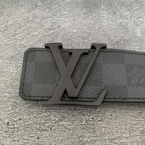 Louis Vuitton Damier Graphite Silver Buckle Wide Belt Black Grey 100