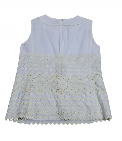 Sell Tory Burch Sleeveless Embroidered Top - White 