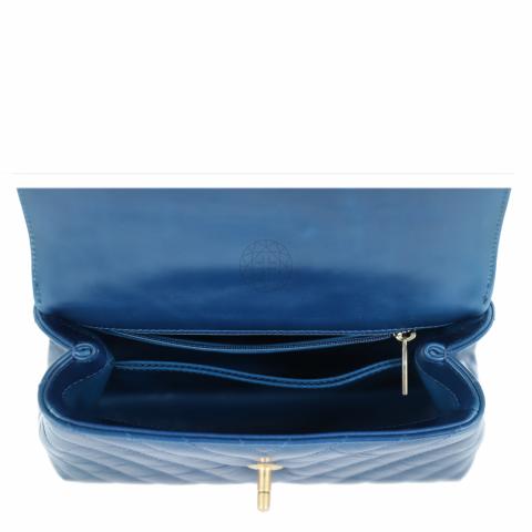 Sell Chanel Mini Chevron Coco Handle Bag with Lizard Handle - Blue