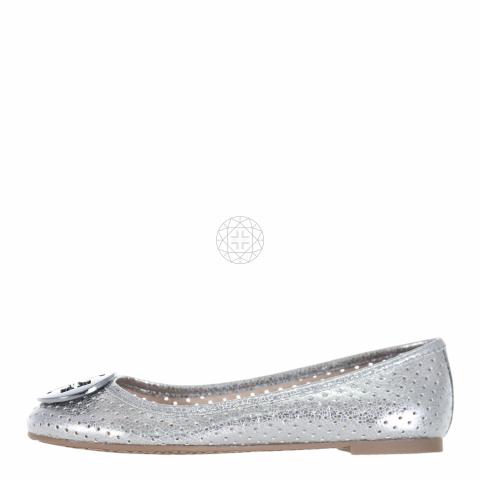 Sell Tory Burch Metallic Perforated Reva Ballet Flats - Silver |  