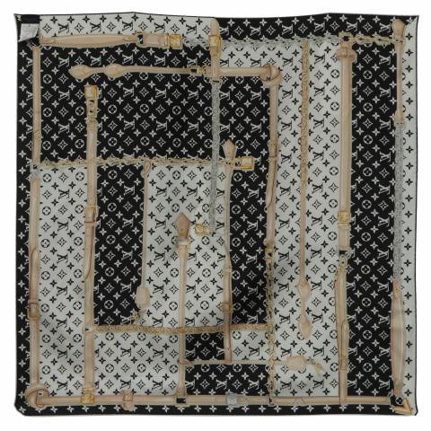 Louis Vuitton Silk Monogram Confidential Square Scarf Black