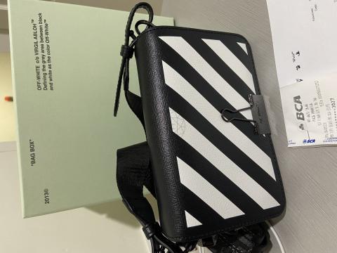 Sell Off-White Mini Clip Diagonal Bag with Industrial Strap - Black