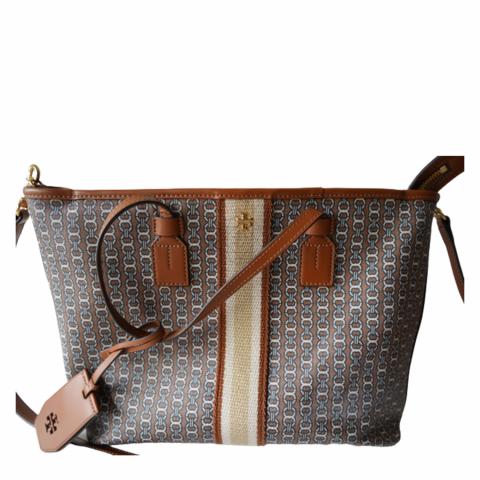 Tory Burch Gemini Link Canvas Small Tote - Brown