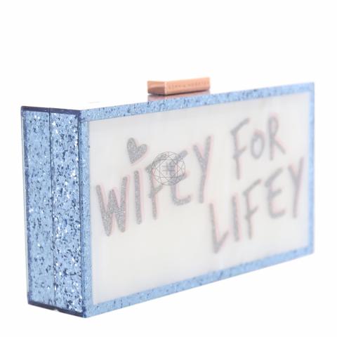 Sophia Webster Blue Cleo Wifey for Lifey PVC clutch bag