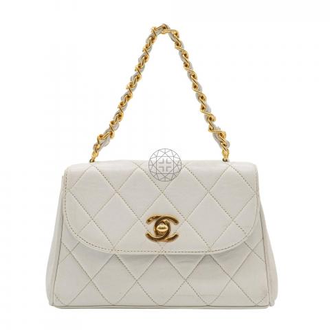 Sell Chanel Vintage Mini Flap Bag with Short Chain Handle - White
