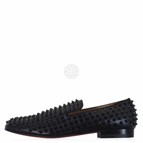 Christian Louboutin black Dandelion Spikes Leather Loafers