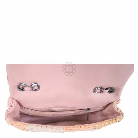 Chanel Classic Single Flap Bag Crochet Raffia Medium Neutral 5804471
