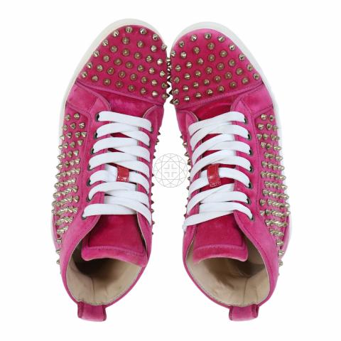 Designer Shoes Pink Christian Louboutin Kid Shoes Lou Spikes