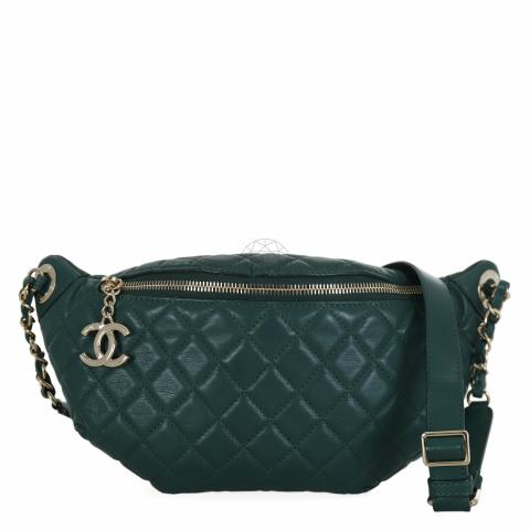 chanel green waist bag