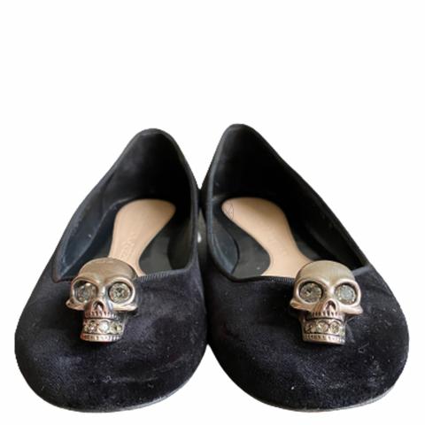 Sell Alexander McQueen Suede Skull Flats Black