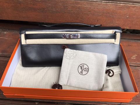 Hermes kelly cut black swift leather with square n - Depop