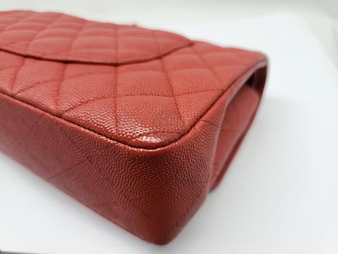 Chanel Red Quilted Caviar Medium Coco Handle Flap Ruthenium Hardware, 2017 (Very Good), Womens Handbag