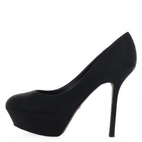 black suede platform high heels