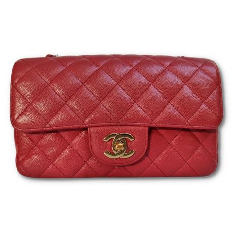 Chanel 22p Mini rectangle flap bag with top handle in red burgundy lambskin   LGHW Unboxing  YouTube