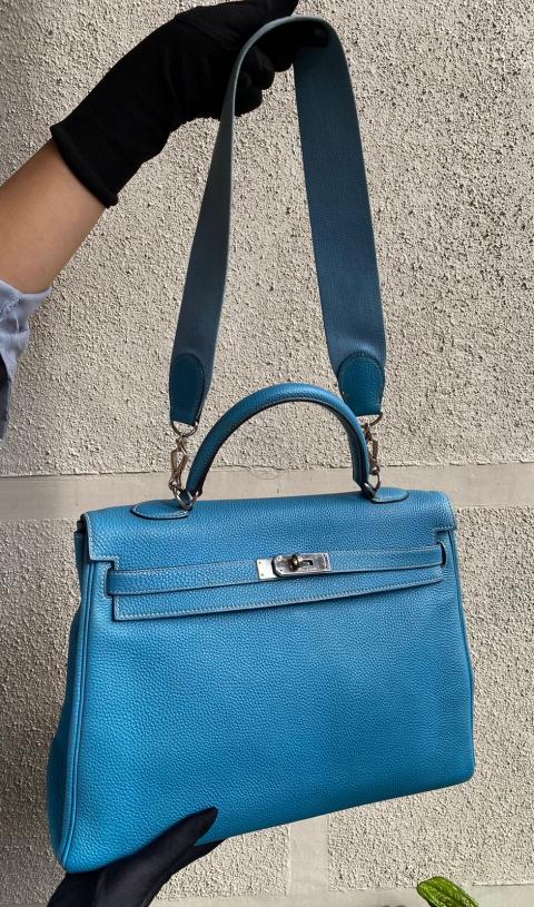 Hermès Kelly 35 Blue Jean PHW