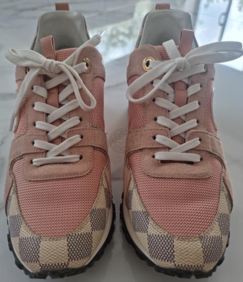 Louis Vuitton Women's Pink Damier Azur & Suede Run Away Sneaker