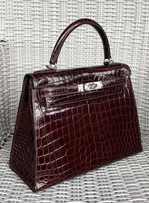 Hermès Bourgogne Niloticus Crocodile Kelly Sellier 28