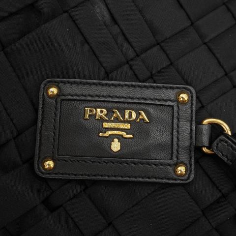 Prada Black Tessuto Nylon Woven Tote Bag For Sale at 1stDibs
