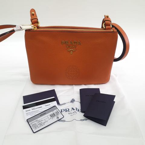 Sell Prada Orange Double Pochette Crossbody Bag - Orange