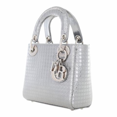 $5500 Lady Dior silver micro cannage motif Mini Bag silver hw bag dior