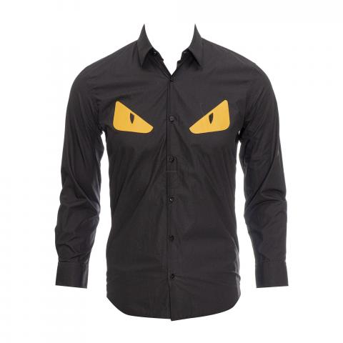 Sell Fendi Black Monster Eye Long Sleeve Shirt Black/Yellow