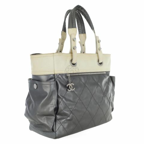 Sell Chanel Paris Biarritz Tote Bag - Dark Grey/Beige