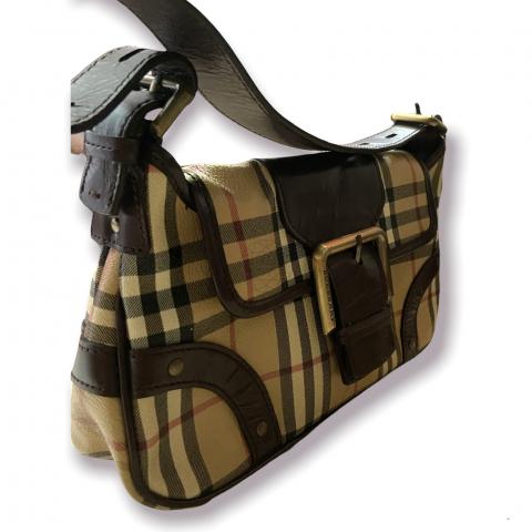 Burberry Burberry Novacheck Handbag Canvas x Leather Brown x Red P1442 –  NUIR VINTAGE