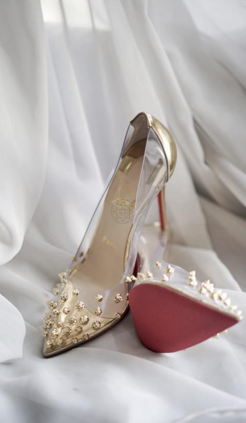 Sell Christian Louboutin Spike PVC Coullaclou 100 Pumps Gold HuntStreet