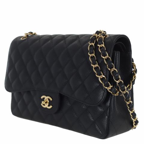 Chanel Black Jumbo Caviar Double Flap Classic Bag - BOPF